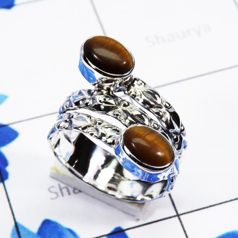 Tiger Eye C - SDR739 - Amazing Designed Rings of Multi Gemstones & 925 Sterlin