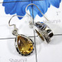 Citrine Cut O - SDE794-Fabulous Multi Cut Gemstone Designed Earrings With 925 St