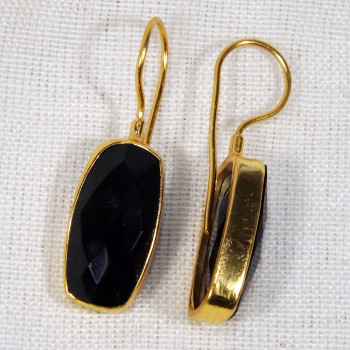 Black Onyx Cut B - BGE999-10x20 Long Cushion Checker Cut Gemstone 925 Silver 18 crt Black Onyx Cut B - BGE999-10x20 Long Cushion Checker Cut Gemstone 925 Silver 18 crt