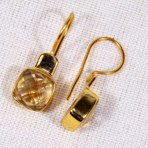 Citrine Cut E - BGE997-9to12mm Cushion Sterling Silver 18 crt Gold Plated Checke Citrine Cut E - BGE997-9to12mm Cushion Sterling Silver 18 crt Gold Plated Checke