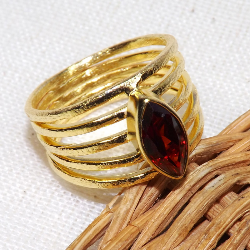 Garnet Cut A - BGR999-5x10MM Marquise 925 Sterling Silver 18CRT Gold Plated Rin Garnet Cut A - BGR999-5x10MM Marquise 925 Sterling Silver 18CRT Gold Plated Rin