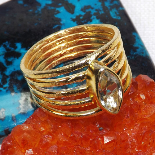 Green Amethyst F - BGR999-5x10MM Marquise 925 Sterling Silver 18CRT Gold Plated Rin Green Amethyst F - BGR999-5x10MM Marquise 925 Sterling Silver 18CRT Gold Plated Rin