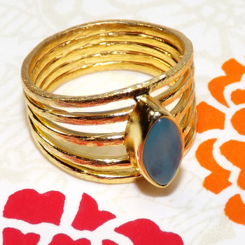 Blue Chalcedony O - BGR997-5x10mm Marquise 18crt Gold Plated 925 Sterling Silver Mul Blue Chalcedony O - BGR997-5x10mm Marquise 18crt Gold Plated 925 Sterling Silver Mul