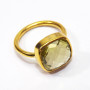 Lemon quartz cut D - BGR996-12mm Cushion 18 Crt Gold Plated 925 Sterling Silver Rings