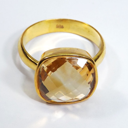 Citrine cut B - BGR984-12MM Cushion Multi Gemstones Indian Factory Made Rings of Citrine cut B - BGR984-12MM Cushion Multi Gemstones Indian Factory Made Rings of