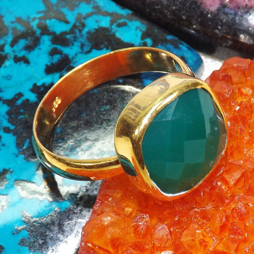 Green Onyx C - BGR984-12MM Cushion Multi Gemstones Indian Factory Made Rings of Green Onyx C - BGR984-12MM Cushion Multi Gemstones Indian Factory Made Rings of