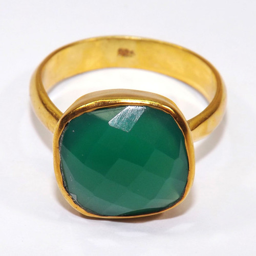 Green Onyx Cut F - BGR984-12MM Cushion Multi Gemstones Indian Factory Made Rings of Green Onyx Cut F - BGR984-12MM Cushion Multi Gemstones Indian Factory Made Rings of