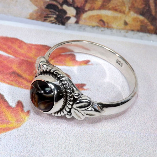 Turtella Jasper O - BDR996-Indian Factory Made Designed Rings of 7x7MM Round Shape W