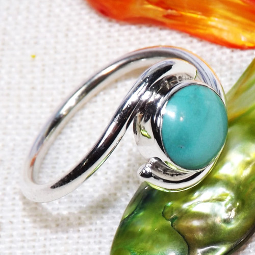 Green Turquoise C - BDR995-7x7MM Round Geniune Gemstones Indian Factory Made Rings W Green Turquoise C - BDR995-7x7MM Round Geniune Gemstones Indian Factory Made Rings W