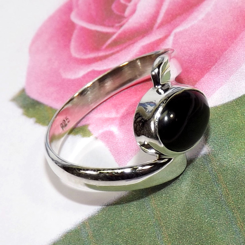 Black Onyx Cab F - BDR994-New Exclusive Designed Rings of 9x7mm Oval Gemstones With Black Onyx Cab F - BDR994-New Exclusive Designed Rings of 9x7mm Oval Gemstones With