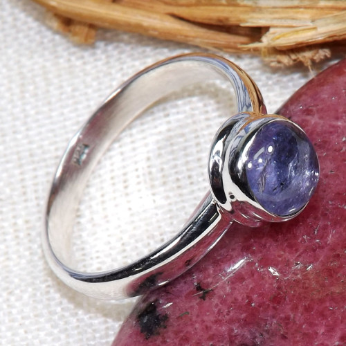 Tanzanite Cab B - BDR993-7X7MM Round Shape Rings of 925 Sterling Silver Jewellery