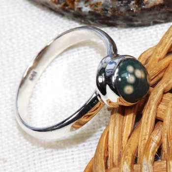Ocean Jasper H - BDR991-925 Sterling Silver Rings 7x7mm Round Gemstone Made In In Ocean Jasper H - BDR991-925 Sterling Silver Rings 7x7mm Round Gemstone Made In In