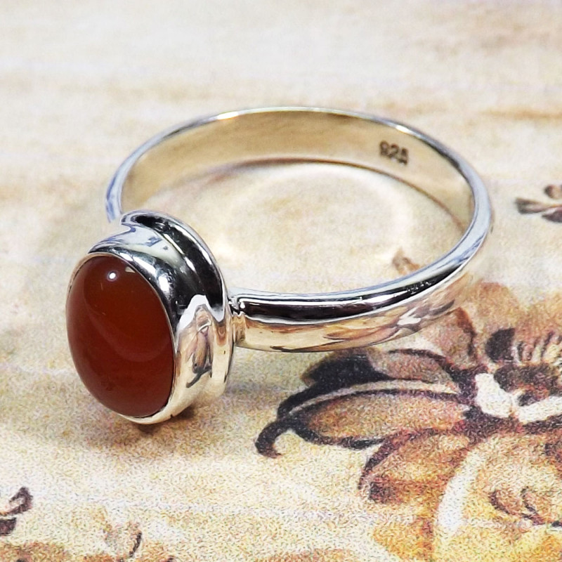 Carnelian Cab B - BDR987-Indian Factory Made Rings of 9x7MM Oval Shape Gemstones W Carnelian Cab B - BDR987-Indian Factory Made Rings of 9x7MM Oval Shape Gemstones W