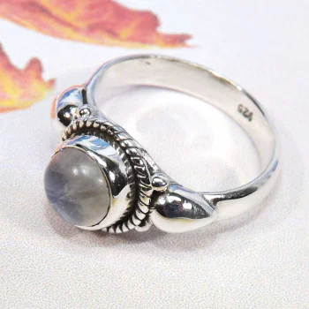 Rainbow Moonstone C - BDR982-New Designed Rings of 7x7MM Round Gemstones With 925 Ster