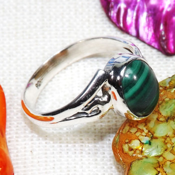 Malachite B - BDR980-9X7MM Oval Shape Designed Rings With 925 Sterling Silver Malachite B - BDR980-9X7MM Oval Shape Designed Rings With 925 Sterling Silver