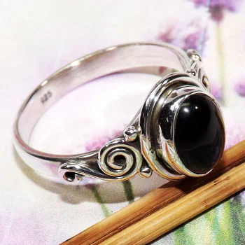 Black Onyx A - BDR975-Lovely Designed Rings 9x7MM Oval Geniune Gemstones of Mad