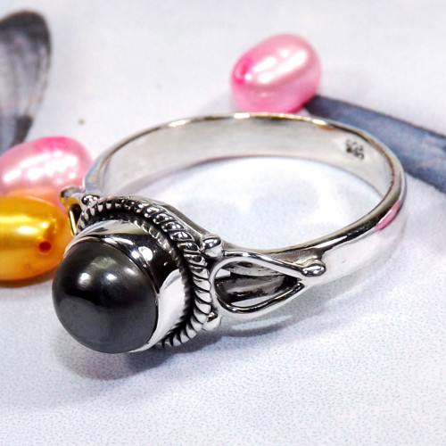 Hematite F - BDR972-Wonderful Multi Designed Rings 7X7MM Round Natural Gemsto