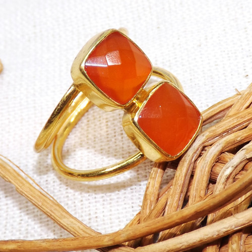 Carnelian Cut O - BGR976-8X8MM Cushion Fabulous Gemstones Rings With 925 Sterling Carnelian Cut O - BGR976-8X8MM Cushion Fabulous Gemstones Rings With 925 Sterling