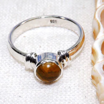 Ocean Jasper E - BDR971-6X6MM Round Rings of 925 Sterling Silver With Geniune Gem Ocean Jasper E - BDR971-6X6MM Round Rings of 925 Sterling Silver With Geniune Gem