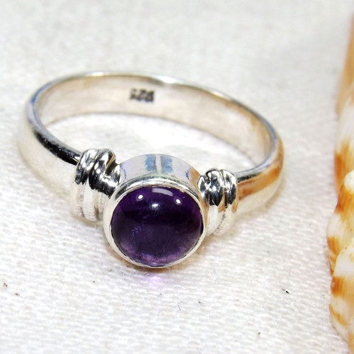 Amethyst I - BDR970-925 Sterling Silver 6mm Round Lovely Rings