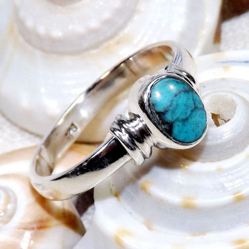 Tibet Turquoise E - BDR967-7X5mm Oval Shape 925 Sterling Silver Rings Jewellery Tibet Turquoise E - BDR967-7X5mm Oval Shape 925 Sterling Silver Rings Jewellery