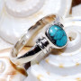 Tibet Turquoise E - BDR967-7X5mm Oval Shape 925 Sterling Silver Rings Jewellery