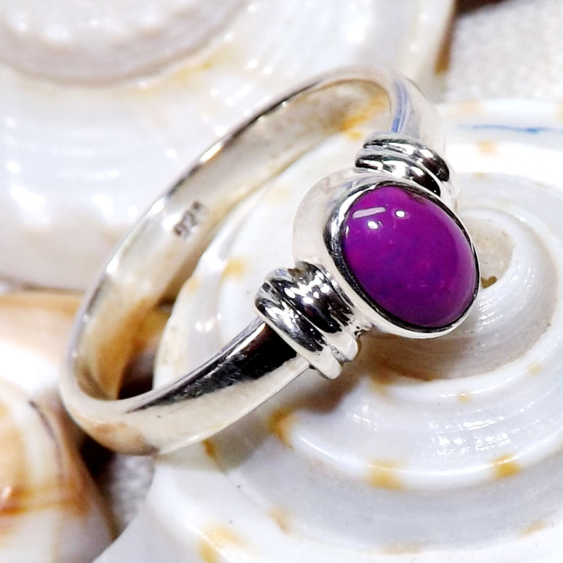 Purple Turquoise G - BDR967-7X5mm Oval Shape 925 Sterling Silver Rings Jewellery