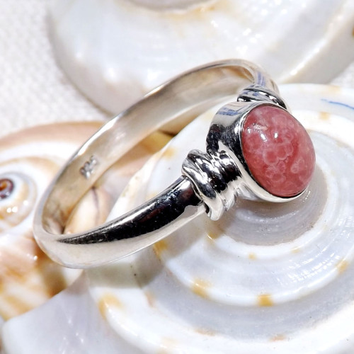 Rodochrosite O - BDR967-7X5mm Oval Shape 925 Sterling Silver Rings Jewellery