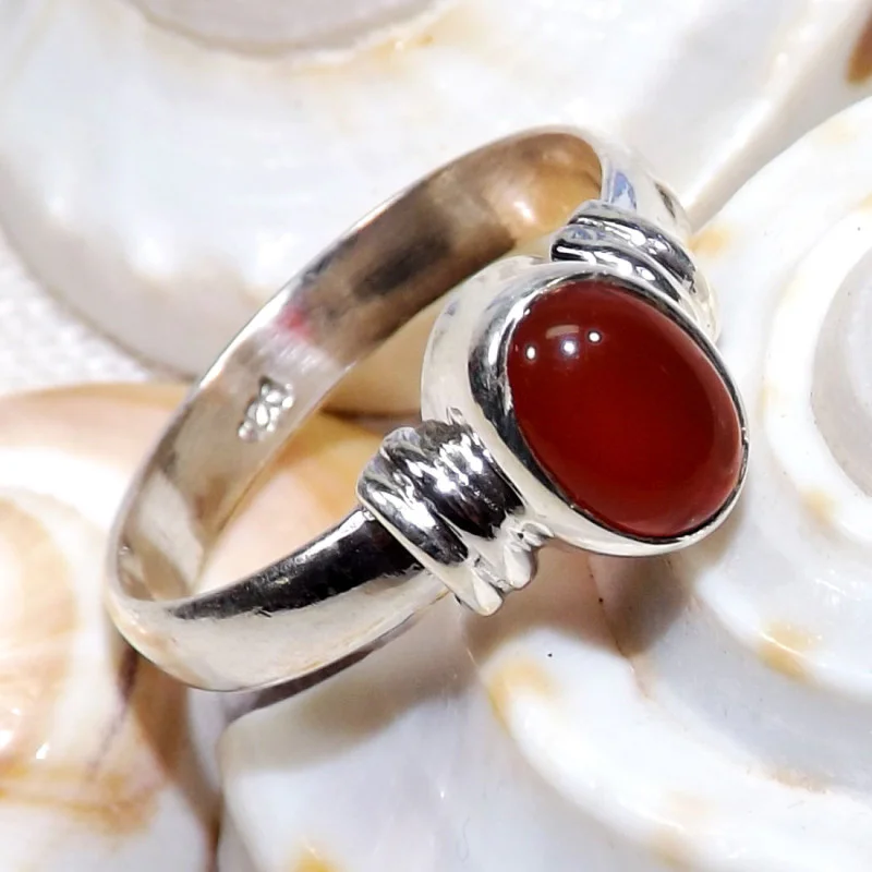 Carnelian H - BDR966-Wonderful 7x5mm Oval 925 Sterling Silver Rings With Natur Carnelian H - BDR966-Wonderful 7x5mm Oval 925 Sterling Silver Rings With Natur