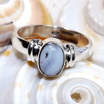 Blue Lace Agate O - BDR966-Wonderful 7x5mm Oval 925 Sterling Silver Rings With Natur Blue Lace Agate O - BDR966-Wonderful 7x5mm Oval 925 Sterling Silver Rings With Natur