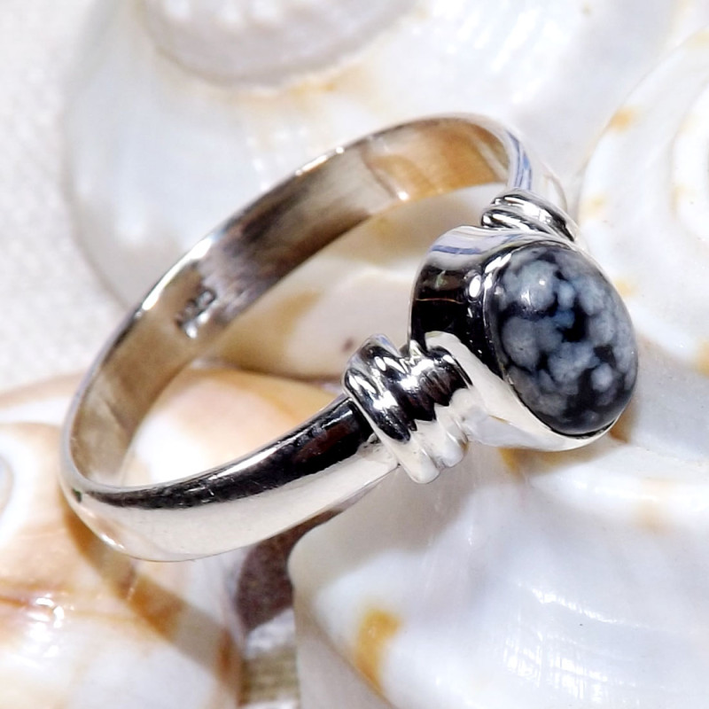 Snow Flack D - BDR965-925 Sterling Silver 7x5mm Oval Geniune Gemstone Rings Jew Snow Flack D - BDR965-925 Sterling Silver 7x5mm Oval Geniune Gemstone Rings Jew