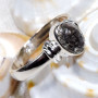 Black Rutile E - BDR965-925 Sterling Silver 7x5mm Oval Geniune Gemstone Rings Jew