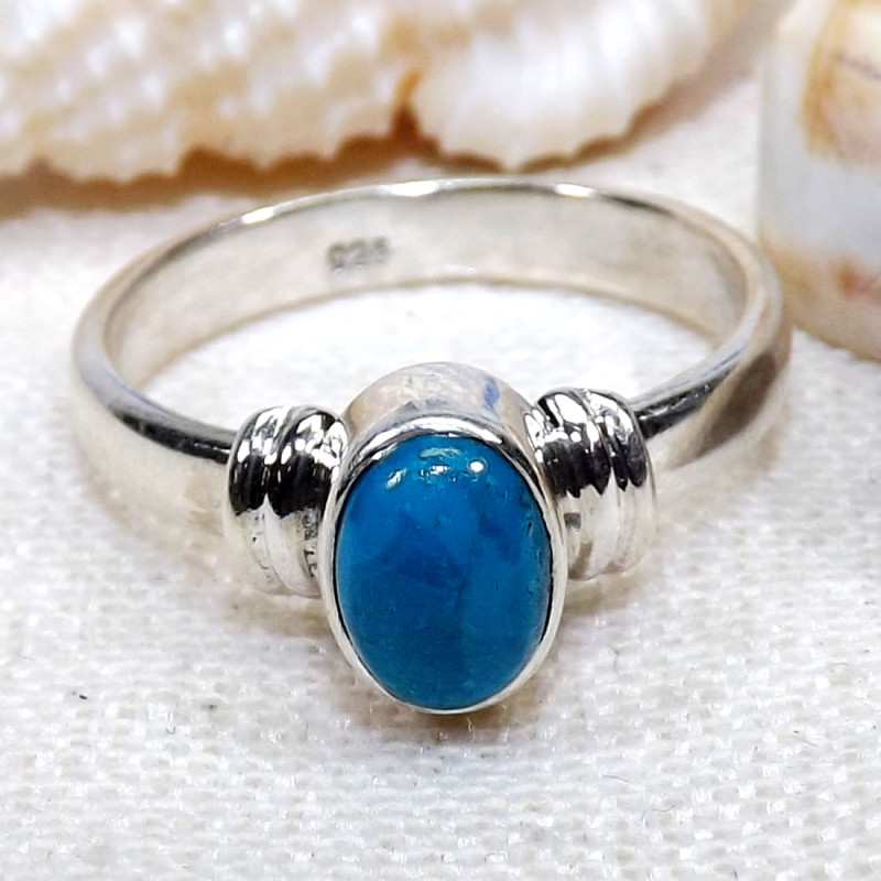 Crysocola B - BDR964-Lovely Rings Of 925 Sterling Silver & 7x5mm Oval Gemstone Crysocola B - BDR964-Lovely Rings Of 925 Sterling Silver & 7x5mm Oval Gemstone