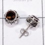 Smokey Quartz D - SSE917-6mm Round Faceted Gemstone 925 Sterling Silver Handmade D