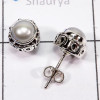 Pearl E - SSE916-6MM Round 925 Sterling Silver Designed Stud Earrings Jewe