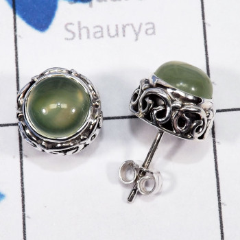 Prynite F - SSE915-8mm Round Designed Stud Earrings of 925 Sterling Silver W