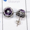Amethyst Cut C - SSE914-8mm Round Multi Cut Gemstones 925 Sterling Silver Designe