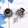 Blue Sand Stone D - SSE912-6mm Round Designed Stud Earrings of 925 Sterling Silver J