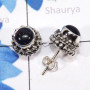 Blue Sand Stone D - SSE912-6mm Round Designed Stud Earrings of 925 Sterling Silver J