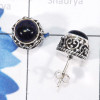 Blue Sand Stone A - SSE910-7mm Round Multi Cab Gemstones Designed Stud Earrings of 9