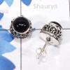 Black Onyx Cab G - SSE910-7mm Round Multi Cab Gemstones Designed Stud Earrings of 9
