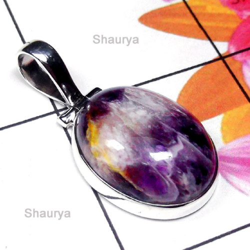 Amethyst Lace Agate A - ISP994-Exclusive Silver Precious Gemstone Pendant Amethyst Lace Agate A - ISP994-Exclusive Silver Precious Gemstone Pendant