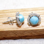 Larimar F - BLE999-5mm Round LightWeight Stud Earrings of 925 Sterling Silve
