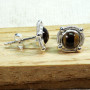 Smokey I - BLE999-5mm Round LightWeight Stud Earrings of 925 Sterling Silve