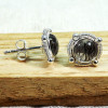 Black Rutile F - BLE998-5mm Small Designed Stud Earrings of 925 Sterling Silver &