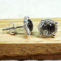 Black Rutile F - BLE998-5mm Small Designed Stud Earrings of 925 Sterling Silver &