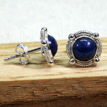 Lapis O - BLE998-5mm Small Designed Stud Earrings of 925 Sterling Silver &