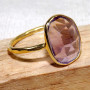 Amethyst Cut E - BGR970-18crt Gold Plated 925 Sterling Silver Rings With Natural 