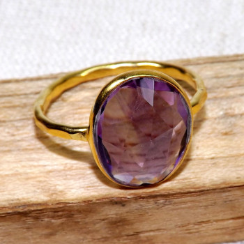 Amethyst Cut F - BGR969-925 Sterling Silver 18crt Gold Plated Rings Jewellery