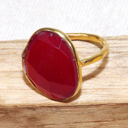 Red Onyx Cut H - BGR969-925 Sterling Silver 18crt Gold Plated Rings Jewellery